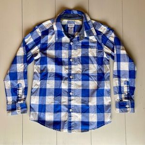 CARTER'S CHECKERED WHITE BLUE BUTTON DOWN LONG SLEEVE BOYS SIZE 6